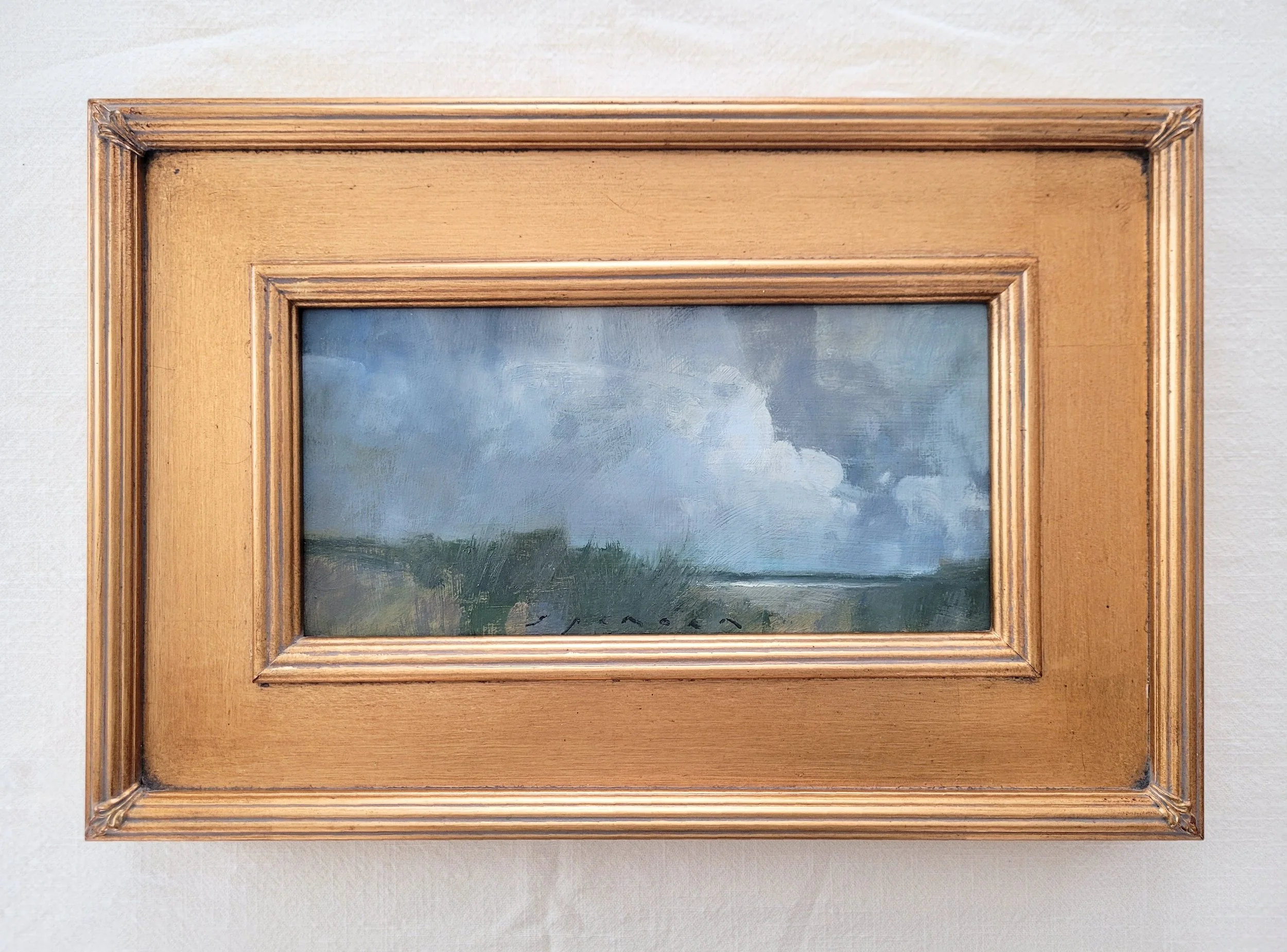 Glimmer at First Beach 6x12 framed 1.jpg