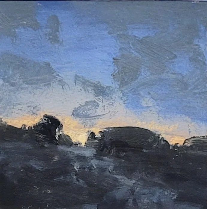 Embers Burning Low oil on paper matted to 8x8 2026.jpg