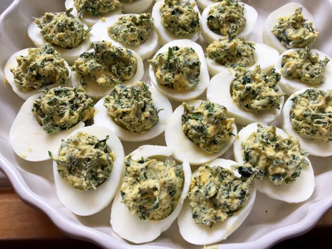 Nettle &amp; Sorrel Deviled Eggs