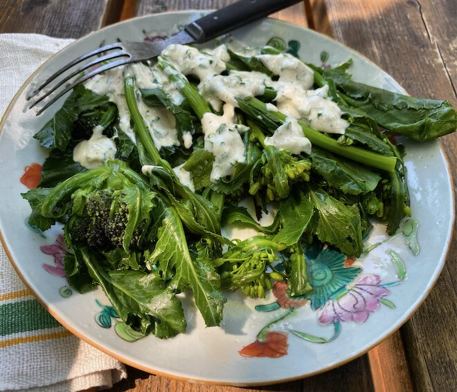 Greens w/ Tahini Yogurt Herb Sauce