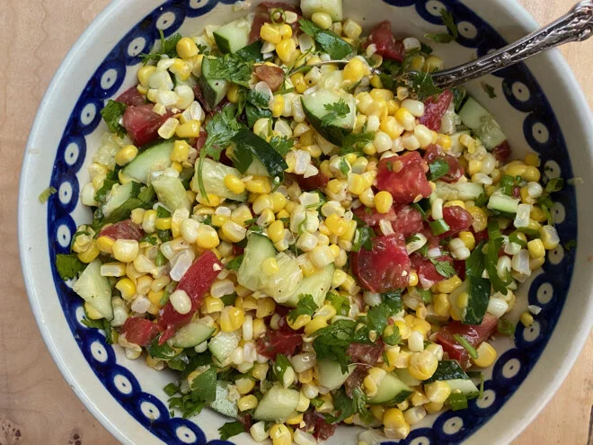 Corn & Cucumber Salad with Lime & Cilantro