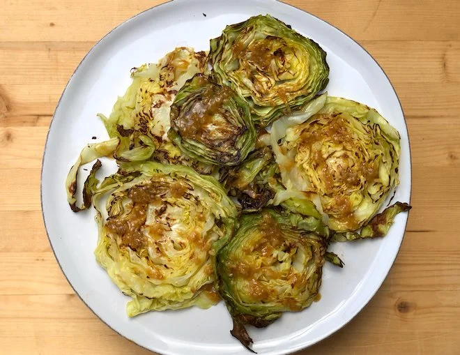 Roasted Cabbage Steaks with Miso Butter