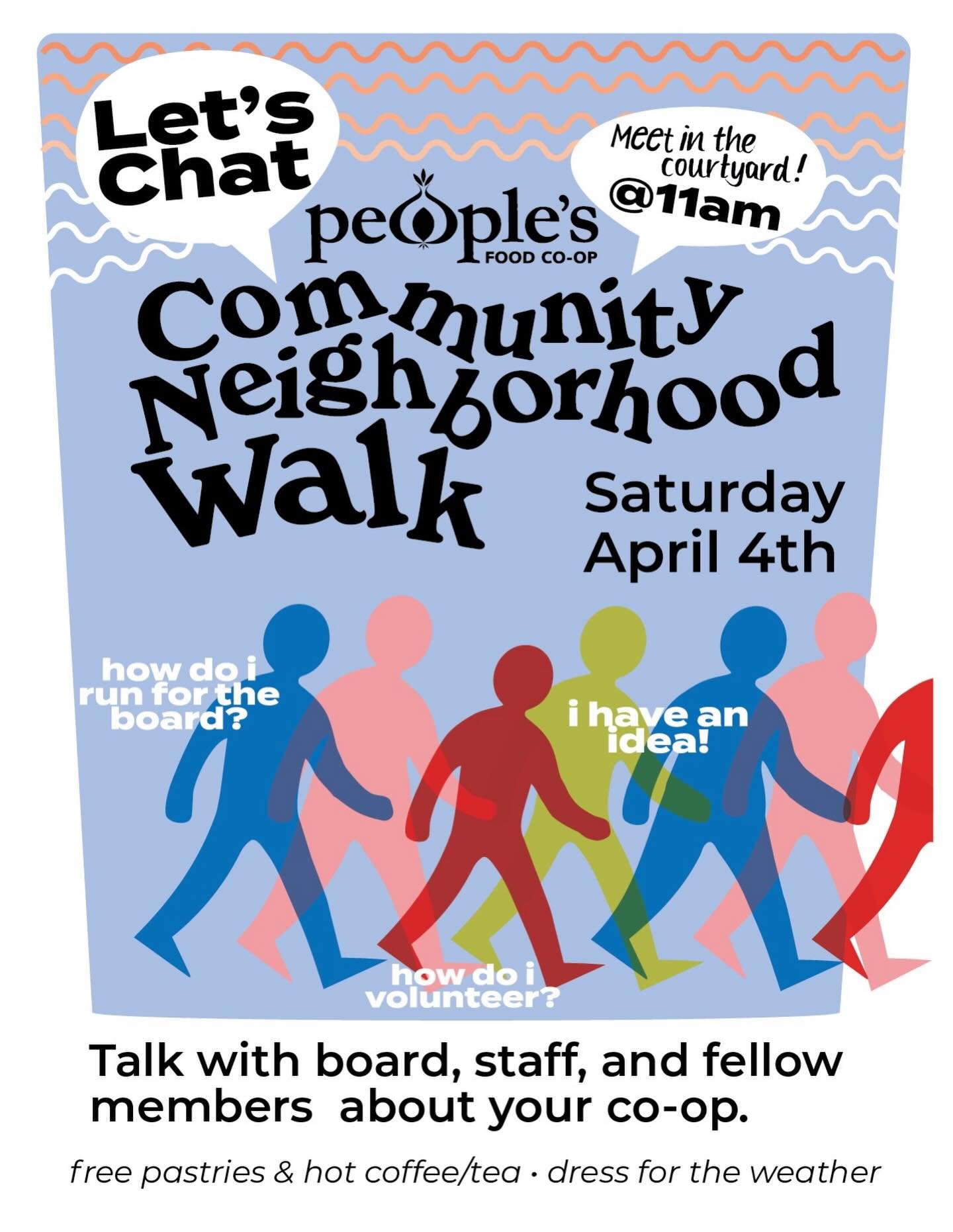 Take a walk with your neighbors and fellow co-operators this Saturday! 🌷🌷🌷

Afterwards we&rsquo;re serving coffee, tea, and treats from @catscratchcoop and @sourdoughsister1 

Come for the walk or meet us in the courtyard afterwards!