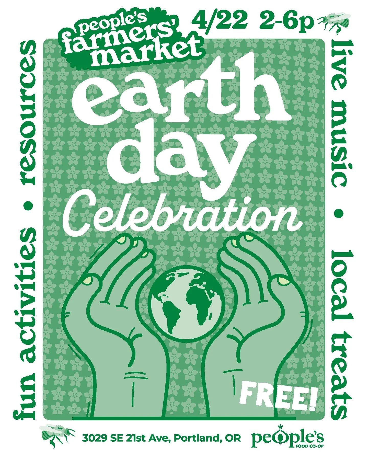 🌍 Celebrate Earth Day at our farmers' market! 🌱

Join us Wednesday, April 22 from 2&ndash;6p for a free, family-friendly Earth Day celebration at @peoplesfarmers 

Shop local, organic produce, pantry staples, baked goods, and plant starts. Grab Oax
