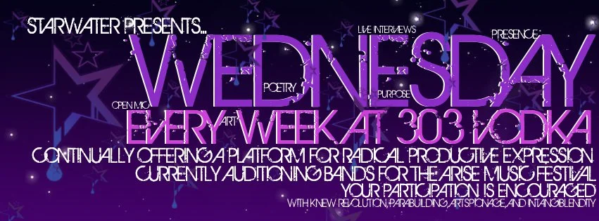 StarWater Wednesday @ 303 Vodka with GINNY AND THE BRIDGEBURNERS,  BETHY LOVE LIGHT and BILLY STEEVES