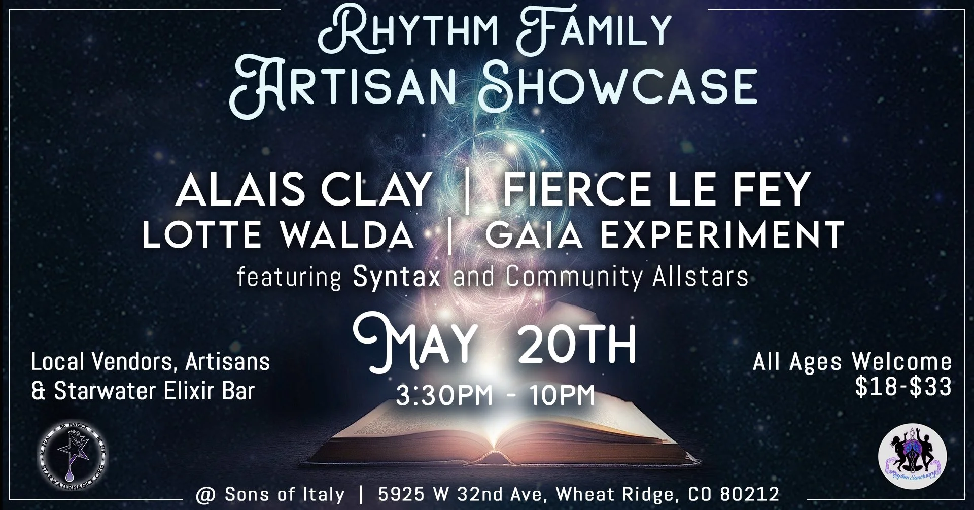 StarWater with "Rhythm Family Artisan Showcase" featuring Alais Clay, Fierce le Fey, and more