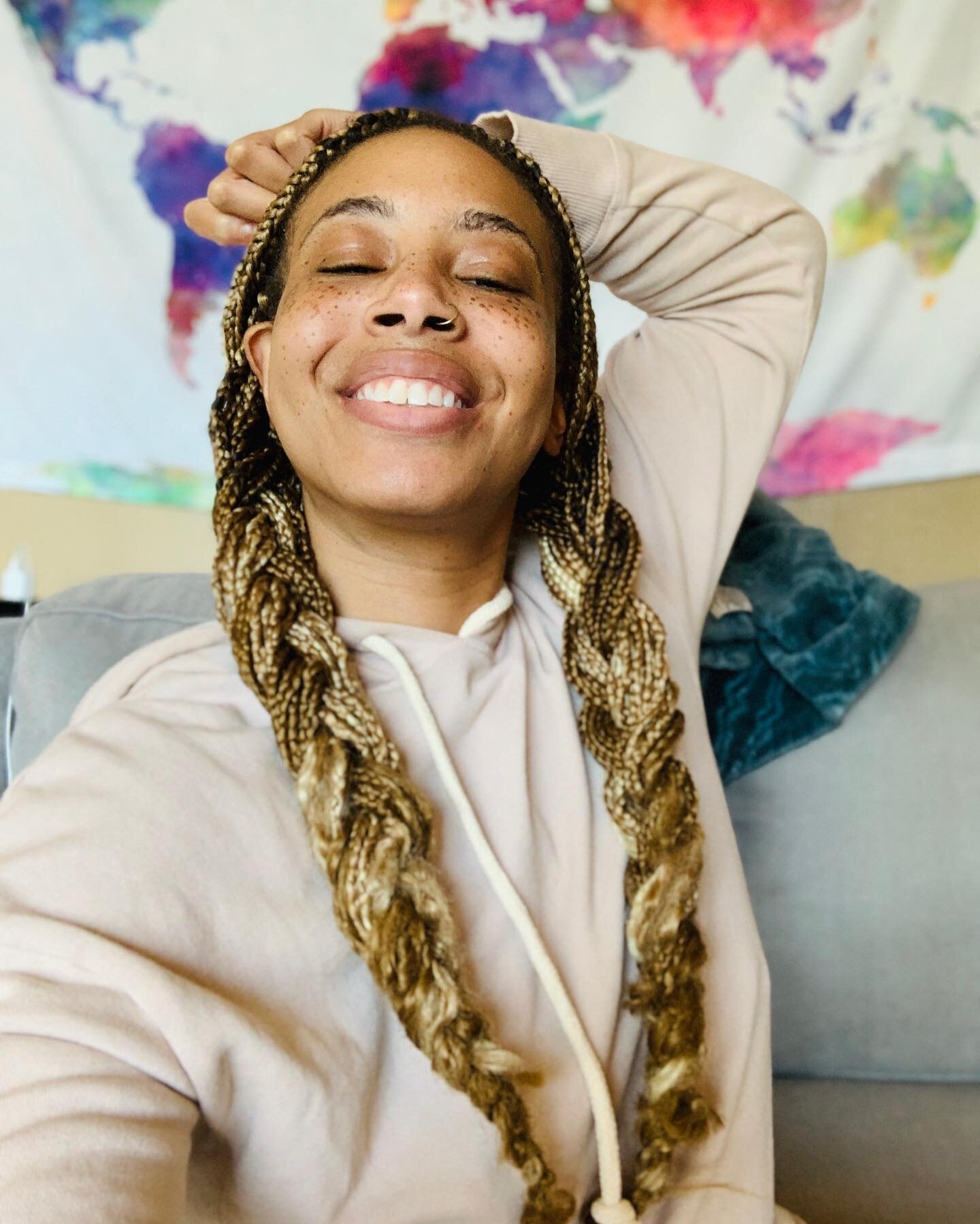 I&rsquo;m here. Rocking my #coronacasual sweatsuit and running my therapy practice from my living room. Smiling on outside and going through it on the inside. ⁣
⁣
This is a lot. We are in this together and yet this effects all of us so differently ba