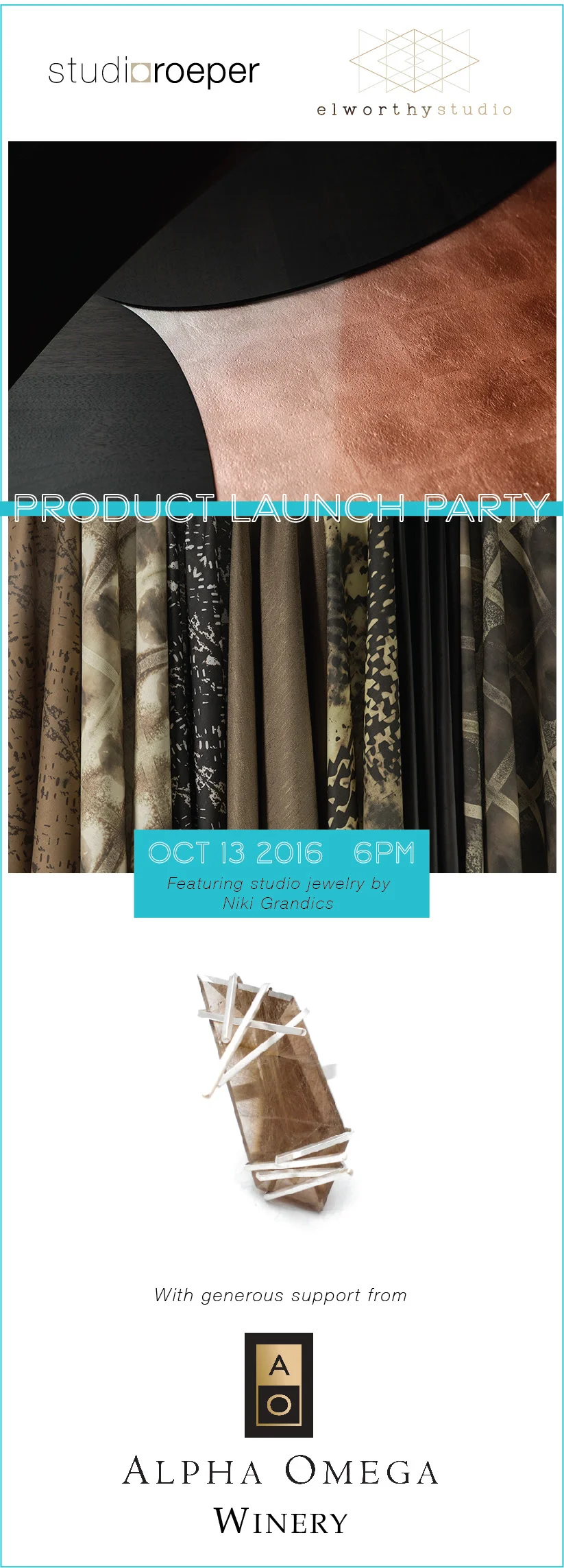 Join us October 13th from 6-10pm for a trunk show featuring new designs at Studio Roeper in San Francisco! See you there!