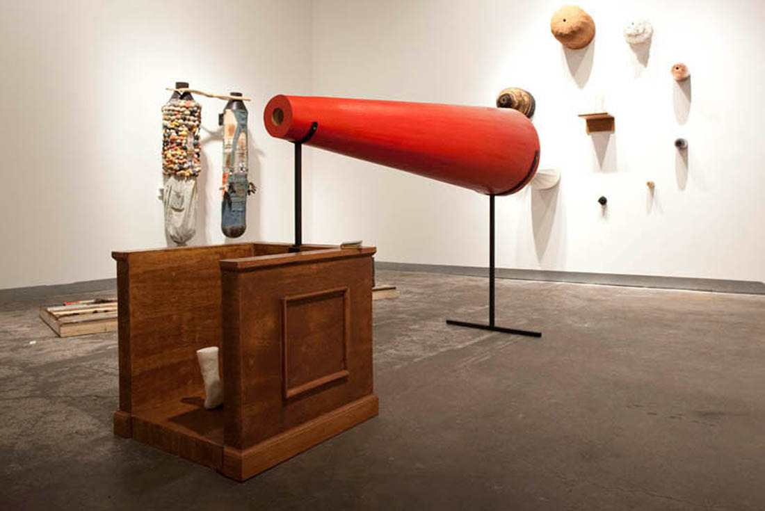 mao_2.jpeg_to bear witness 2011. wood steel resin stain rust bible. megaphone is 73x32x5 inches..jpg