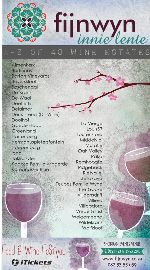 For those of you who are wondering....there will be a few white wines at Rooi Fijnwyn ;-) ..The process of using red grapes to produce white wines are becoming popular so come and taste the Beyerskloof Chenin Blanc Pinotage at as well as the only white Pinotage MCC from Deetlefts Wine estate