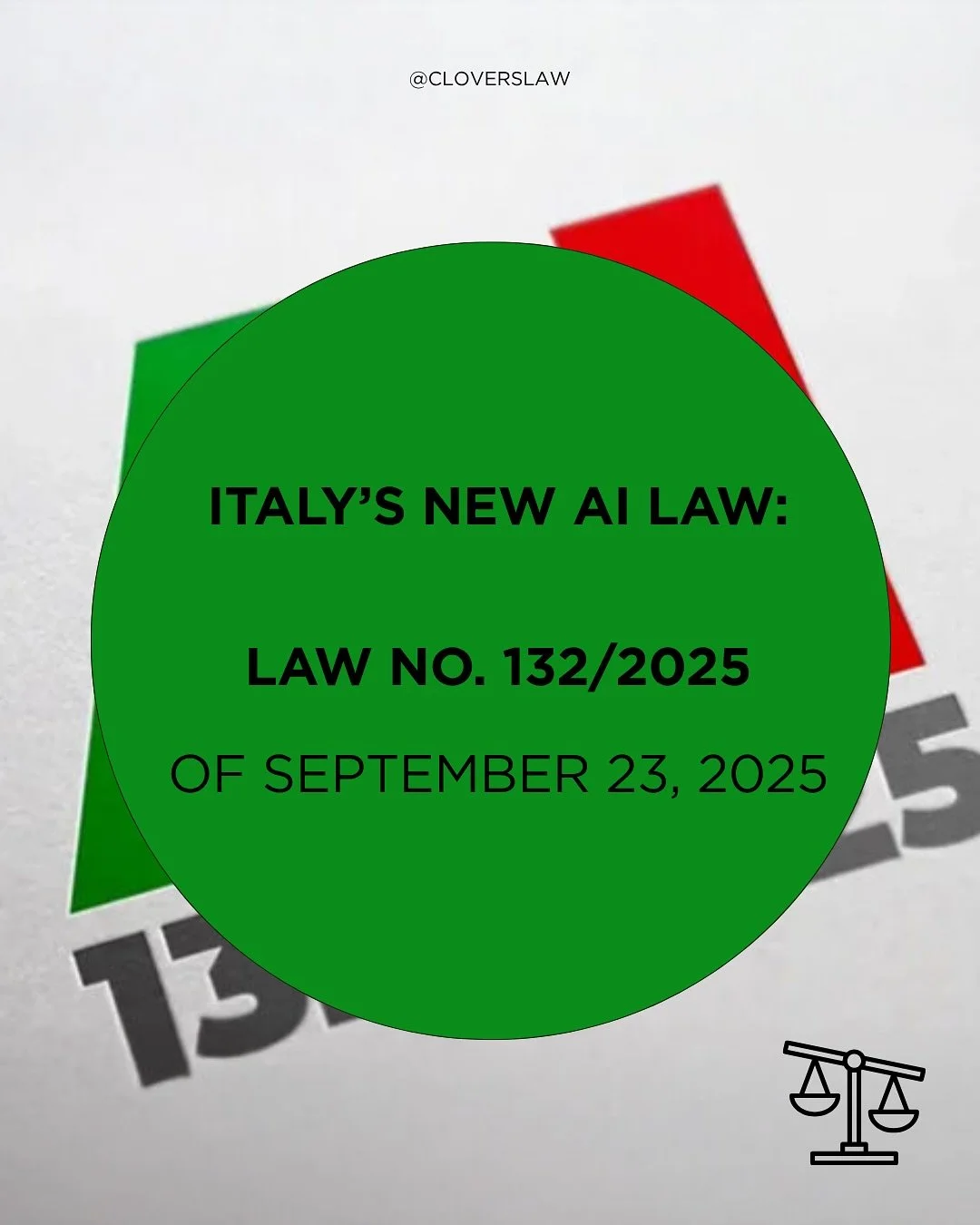 One month ago today, Italy&rsquo;s Law No. 132/2025 on Artificial Intelligence entered into force. This marks a new era for AI governance.

The law complements the EU AI Act and introduces national principles across key sectors such as employment, he