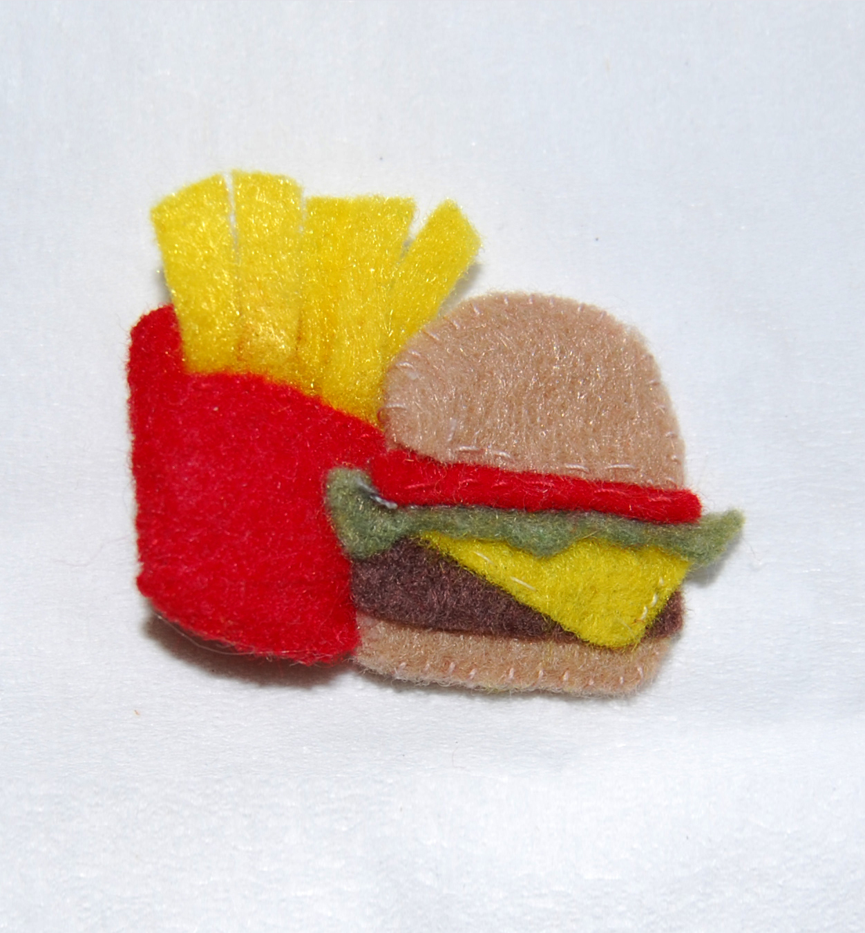 Handmade Felt Cheeseburger hair clip