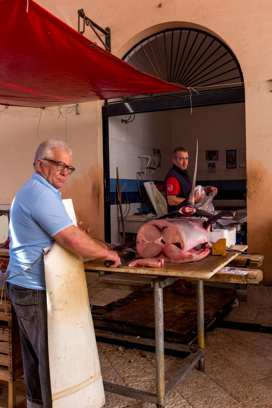 Fish vendor in Marsala, Sicily