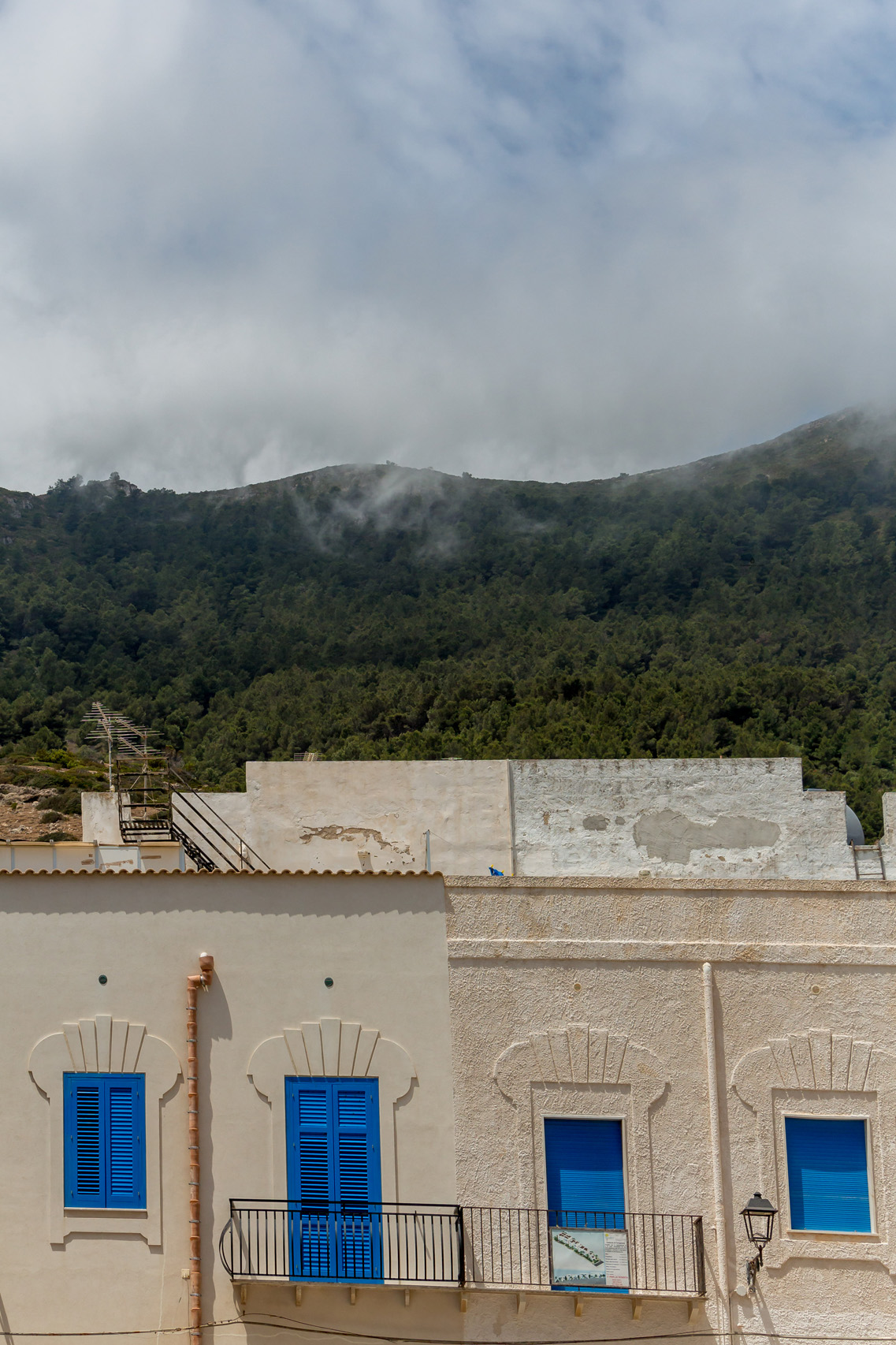 Blue shutters of Marettimo, Sicily