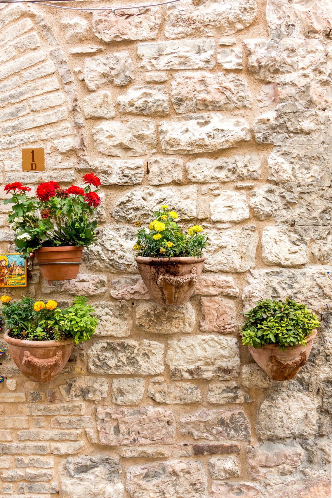 Flower pots in Assisi, Italy