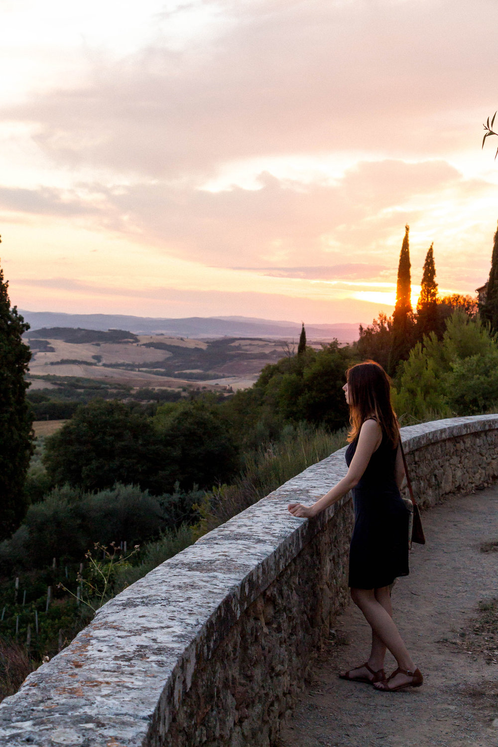 Sunset over the Val d'Orcia, seen from Pienza