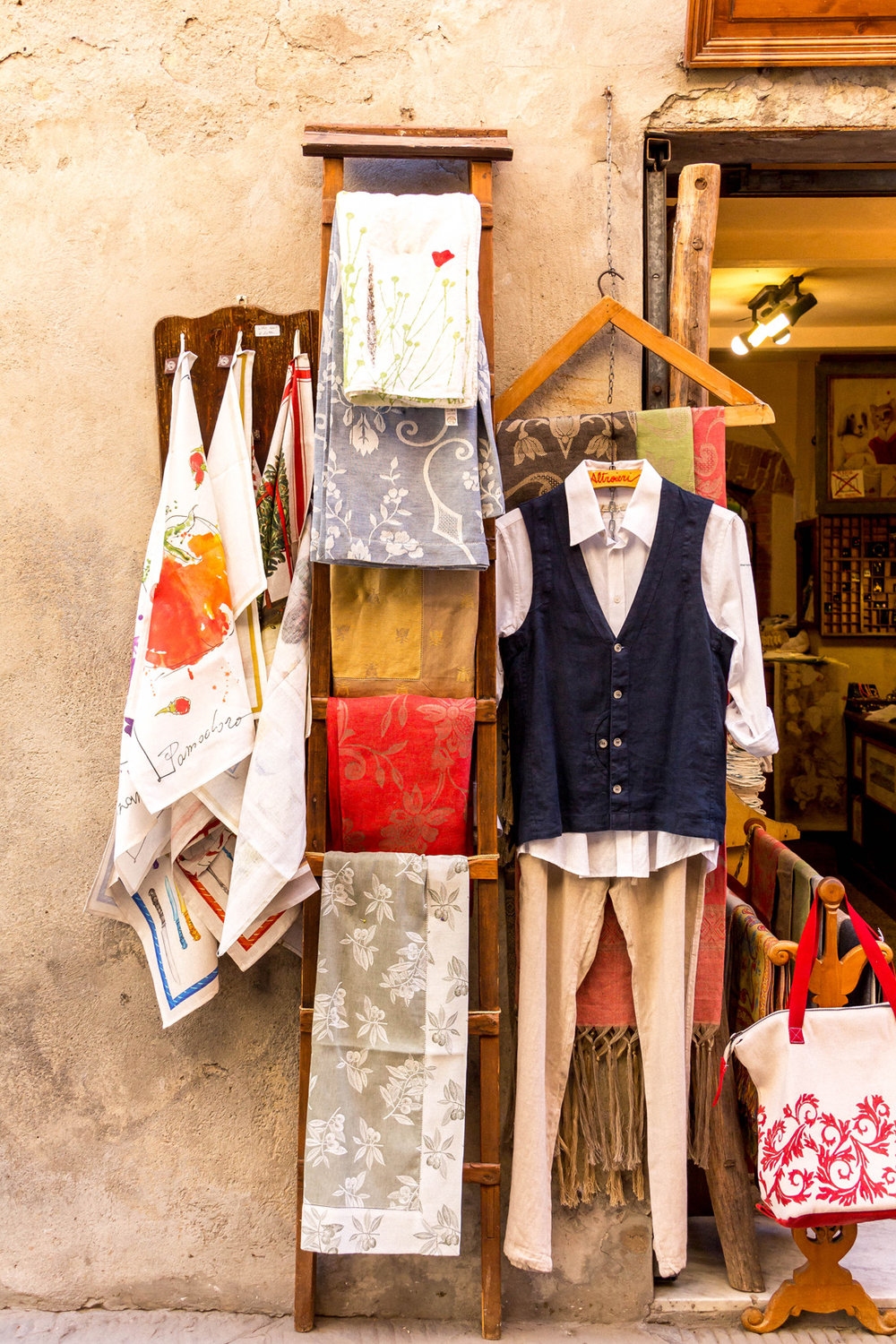 Linen shop in Pienza, Tuscany