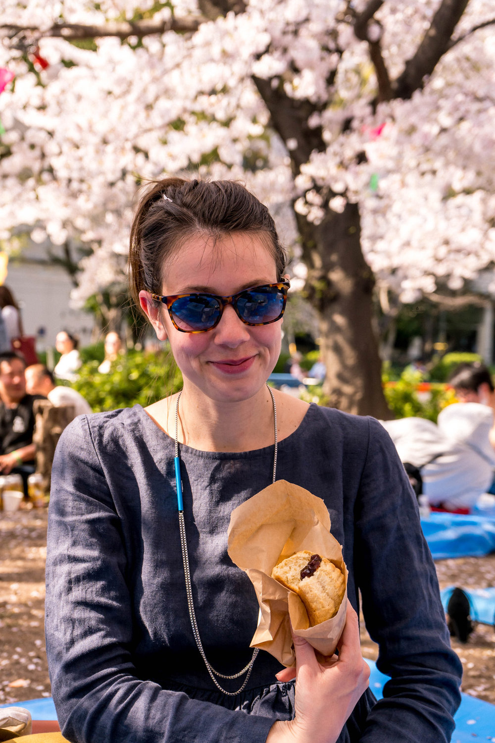 Picnic under the cherry blossoms in Tsurumai park, Nagoya