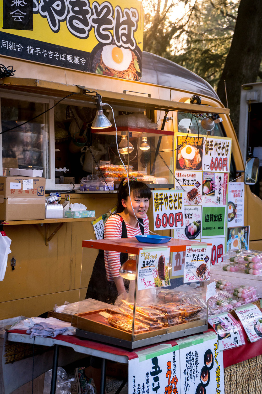 Food stalls on Hanami festival in Tsurumai park