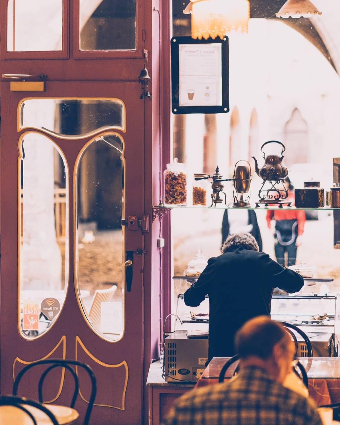 Au Croissant Dor&eacute; in Colmar, one of the loveliest cafes I've ever been to, where the owner referred to Luka as &quot;L'Americaine&quot; and where the other owner served us a divine chocolate cake. And then we just observed the atmosphere, as w