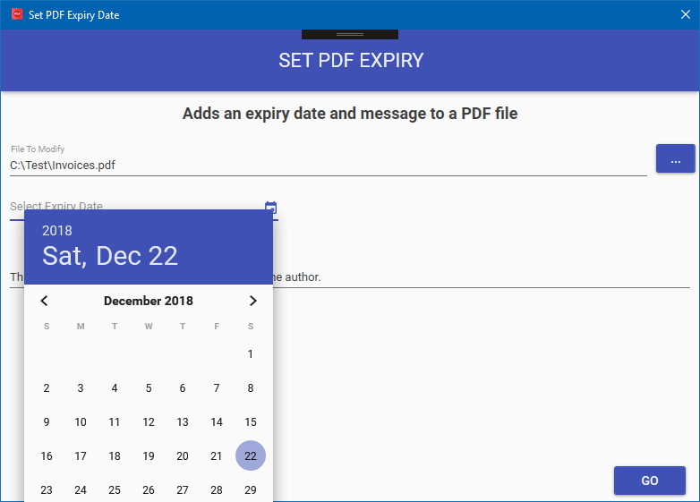 Set a PDF Expiry Date