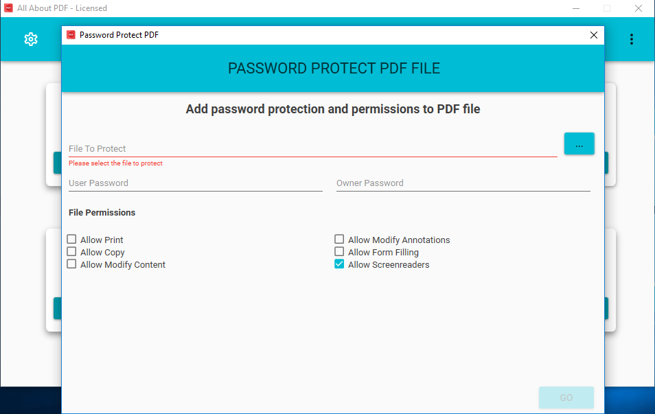 Add Password Protection and Permissions to PDF