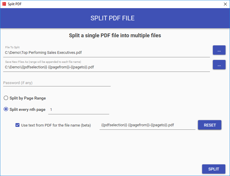 split pdf file into multiple documents and name it after PDF contents
