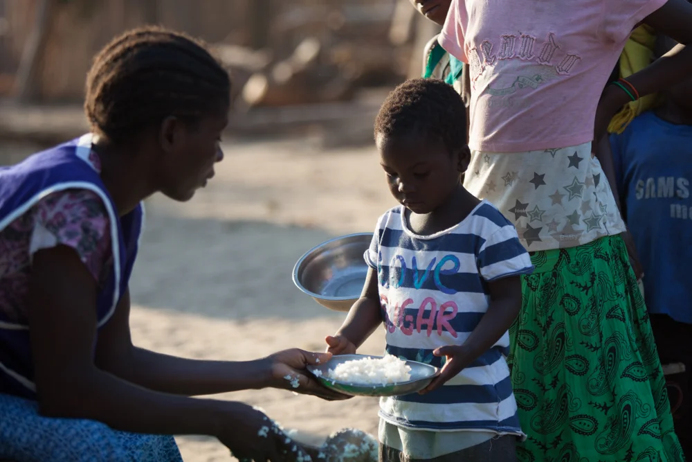 Children from Sani village having lunch