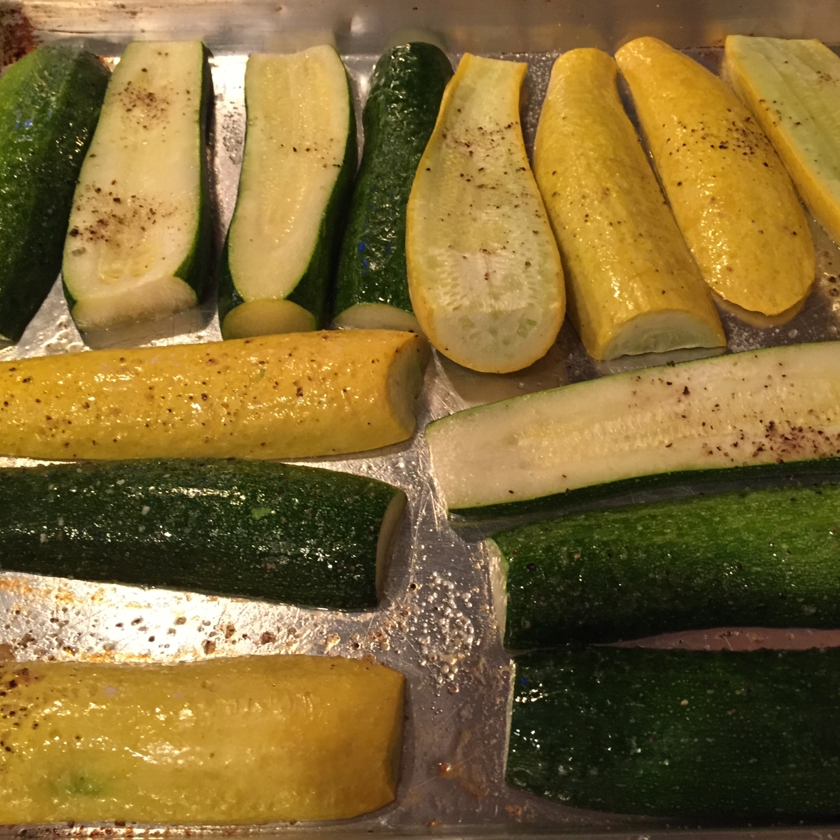 Oven-roasted zucchini and yellow squash