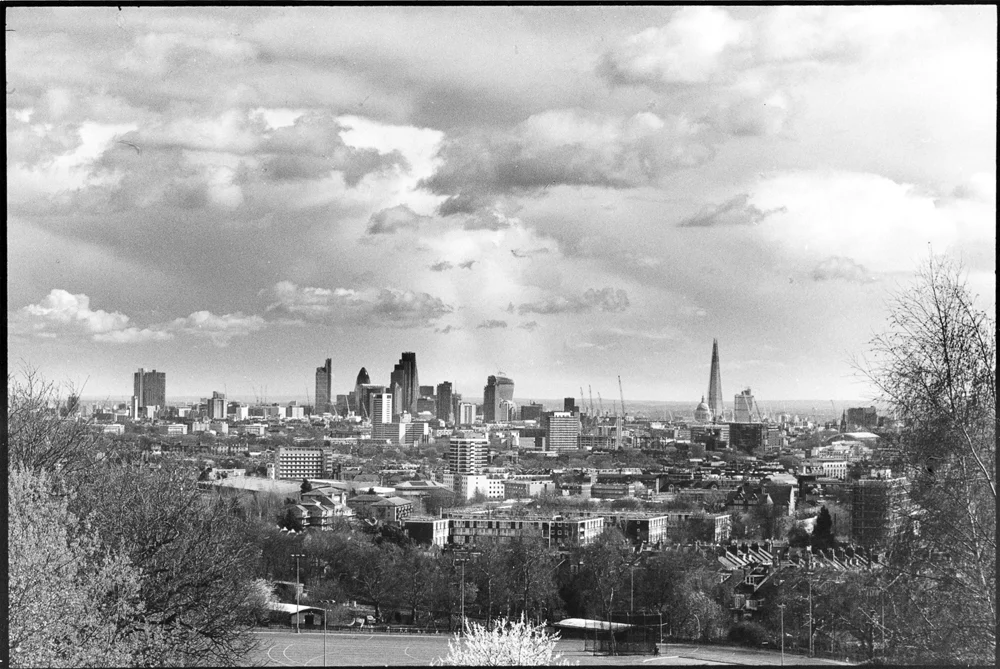 The View of the City of London from Parliament Hill, Hampstead Heath, March 2014.