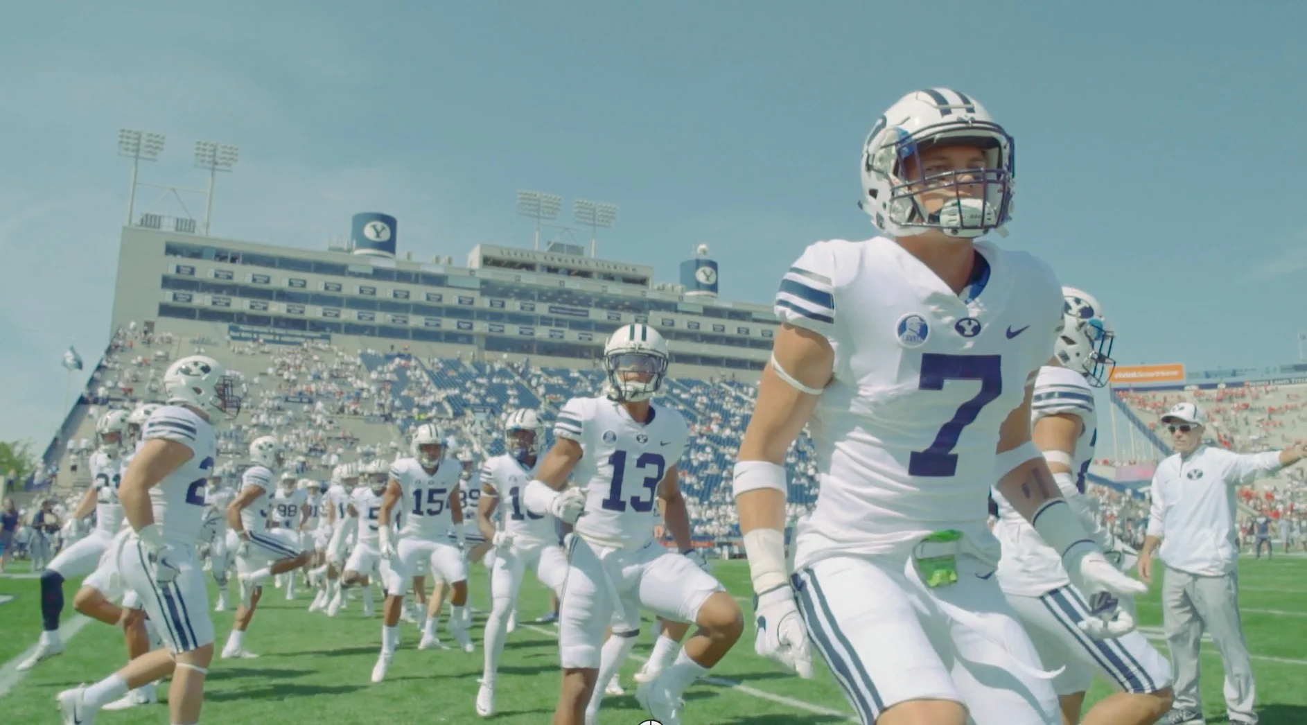 BYU warms up at LaVell Edwards Stadium