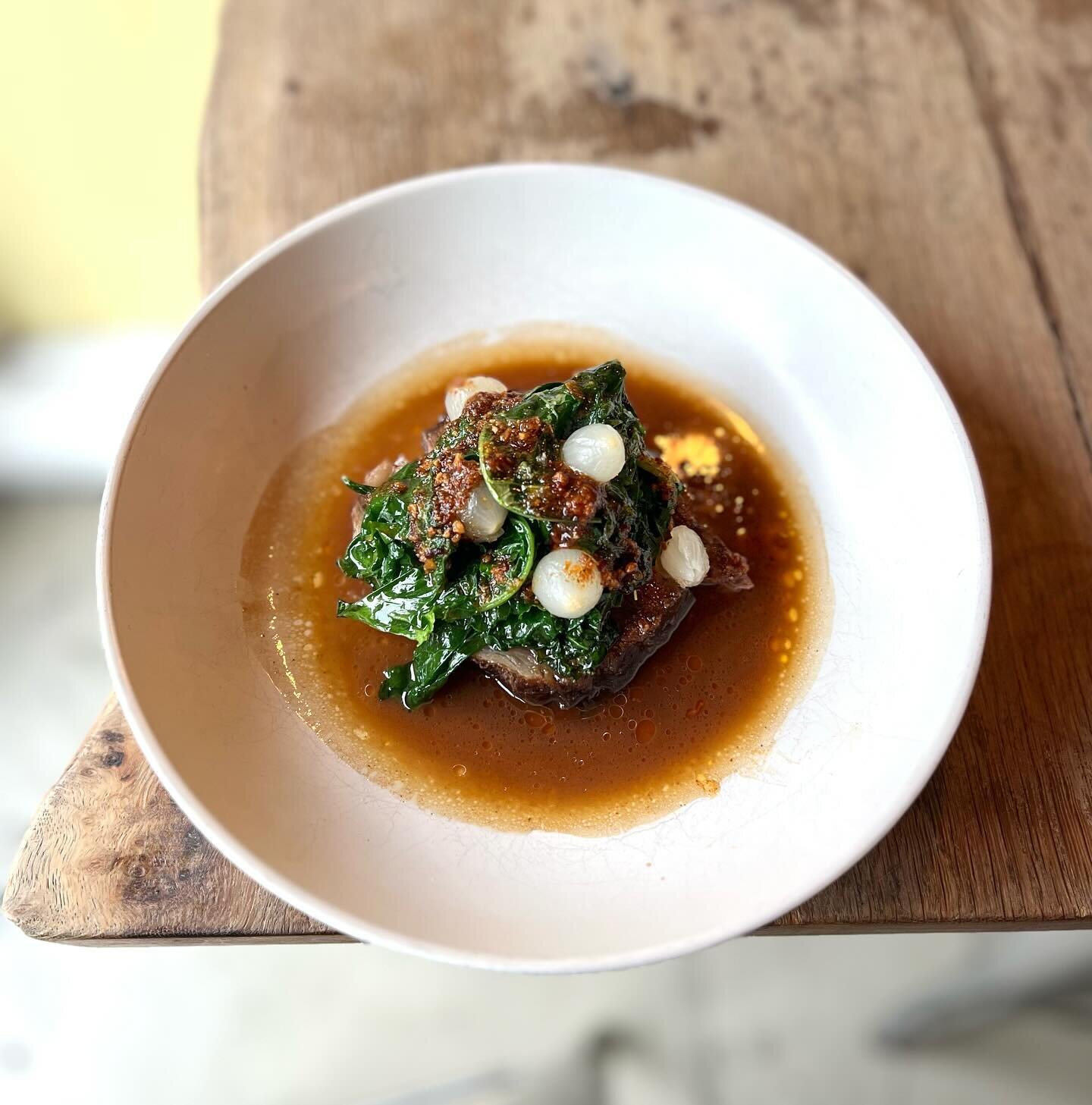 Today&rsquo;s mood in a plate 🍲
Braised beef, cime di rapa &amp; chili oil. 
Warm, hearty and delicious. 

Don&rsquo;t forget to be even kinder this month &hearts;️