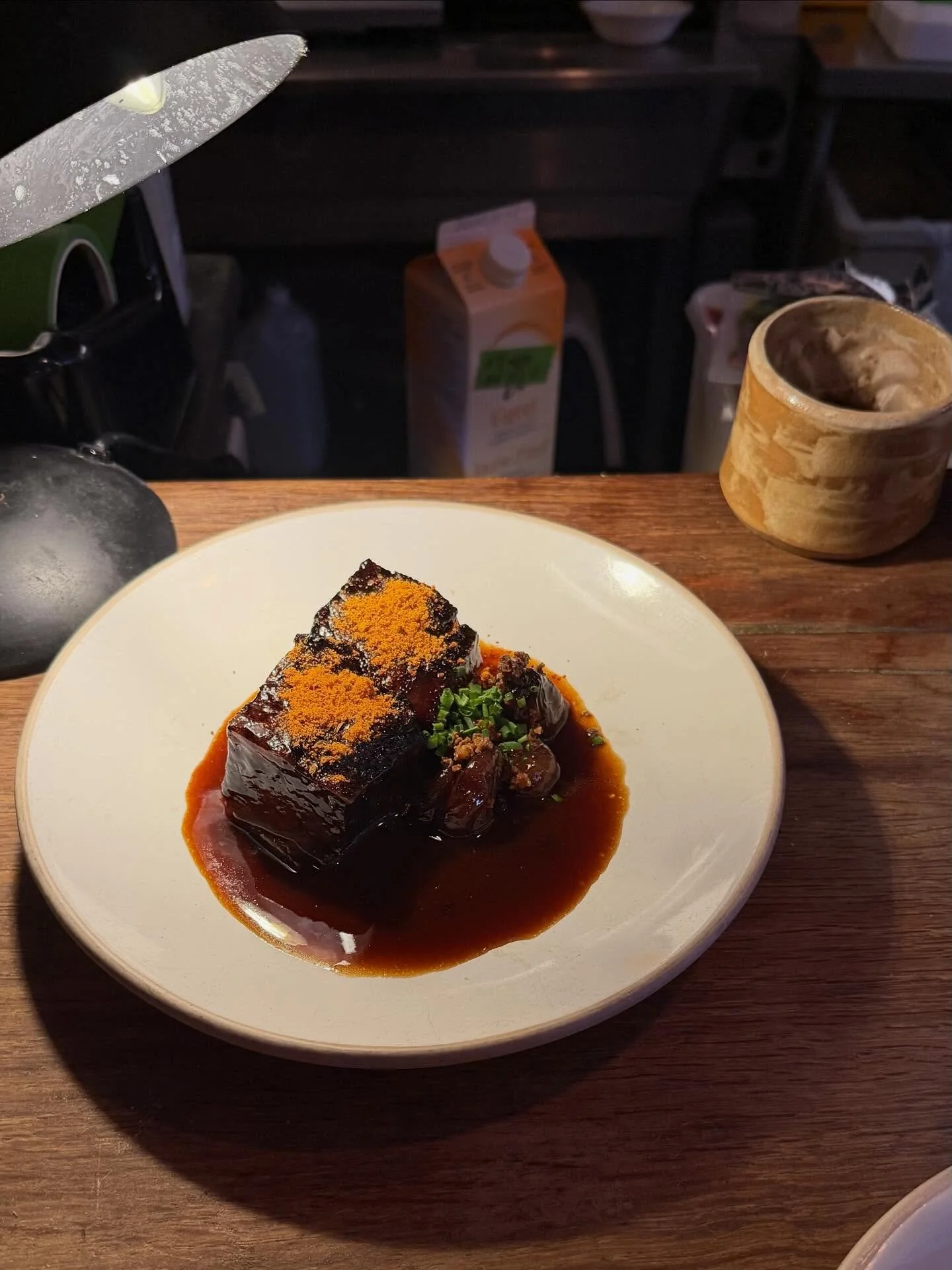 CHOOSE YOUR ALLIES 

Beef short rib baby, ecstasy &amp; sichuan crack salt 
@martasandini 

Coffee cup 
@solis_ceramics 

Egg yolk 
@albionfinefoods