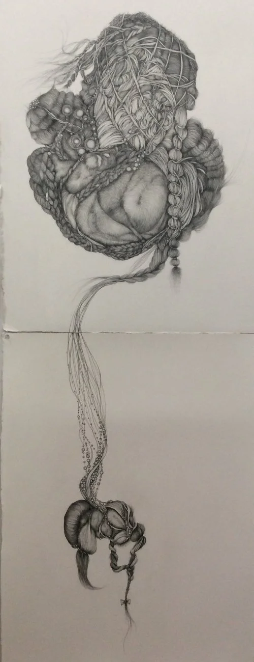 When I Sleep, I Dream of You, 2016, graphite on Arches paper, 60” x 22”