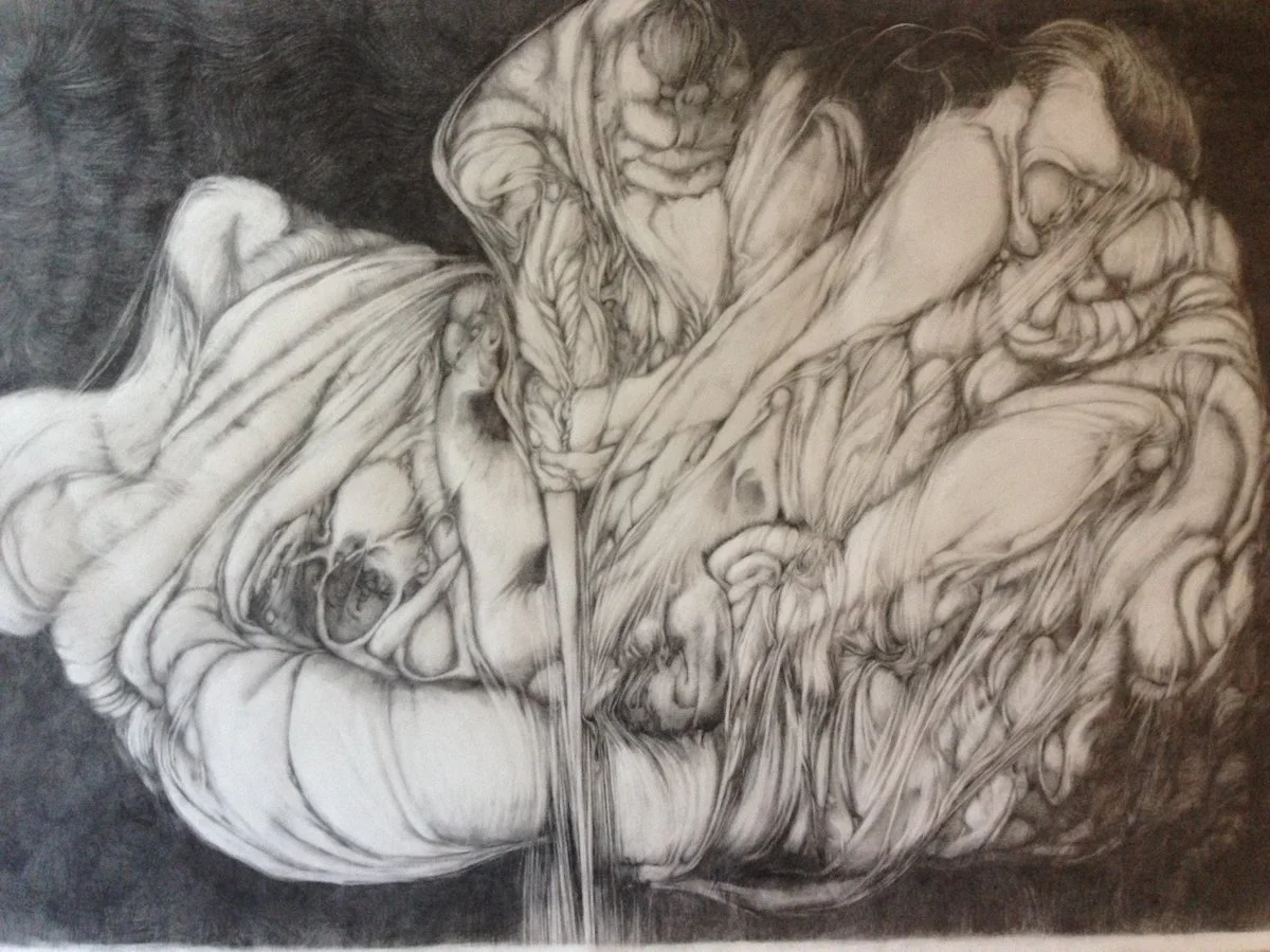 Artemisia and Judith are Badass, graphite on archival paper, 35 x 40 inches