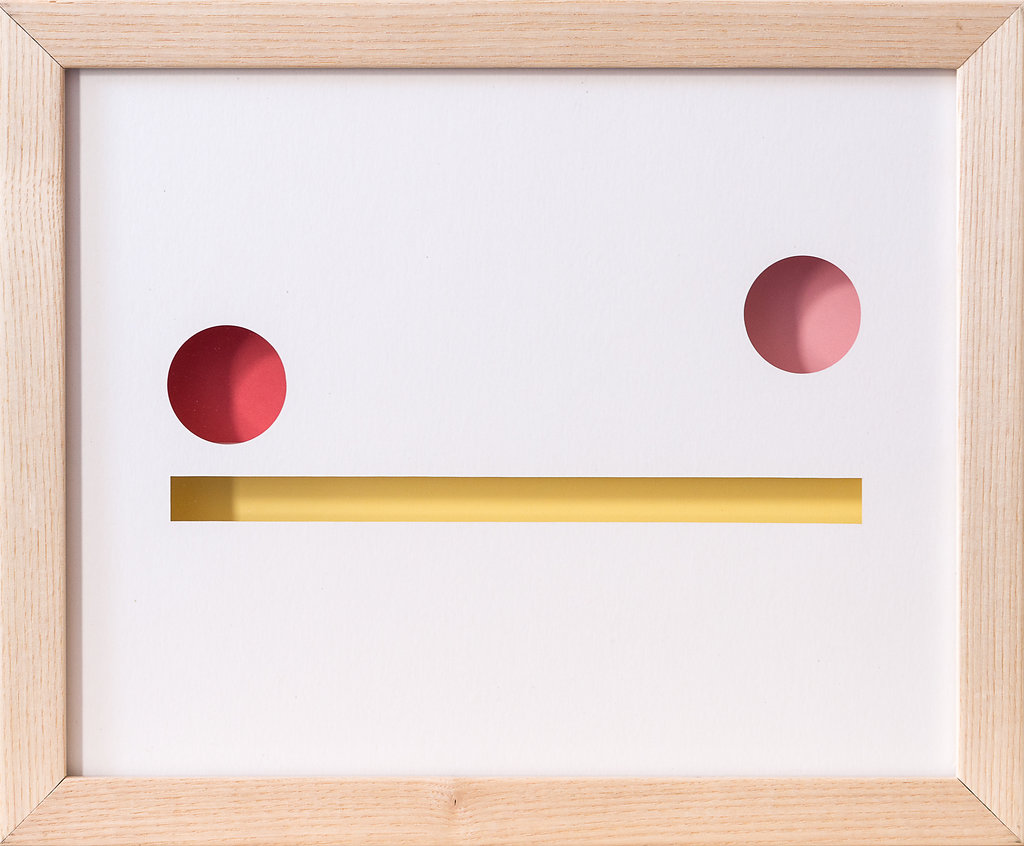   two balls bouncing on a shelf  paper 8 x 10 inches  