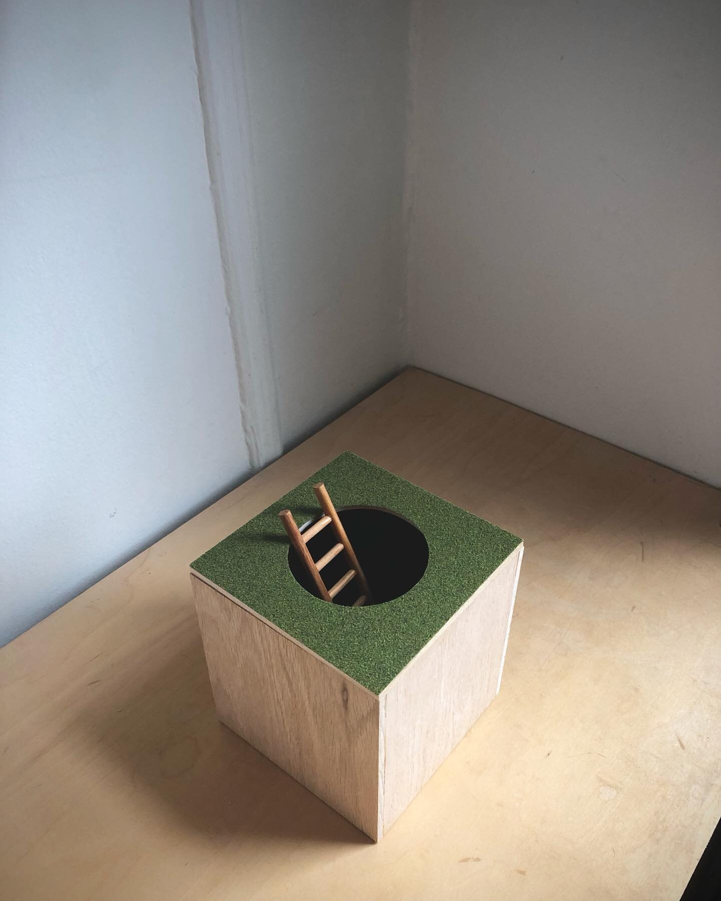 great depths
plywood, paper, model grass, wood dowel
6.25 x 5 x 5 inches