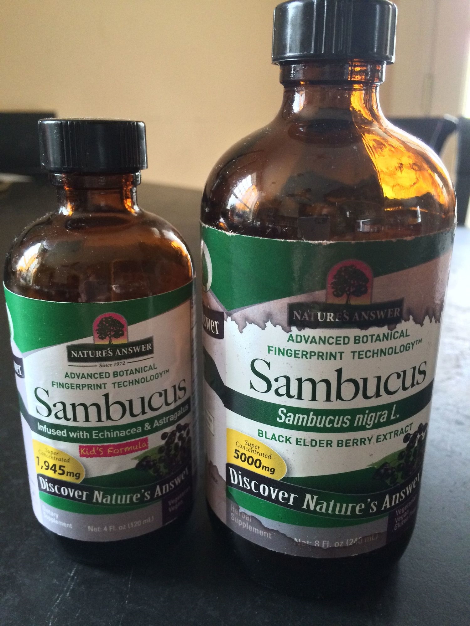 There are many brands of elderberry syrup. I like this one, because it's concentrated. It's also messy. Look at the bottle on the right! I've had to run it under hot water to get the stickies off it. 