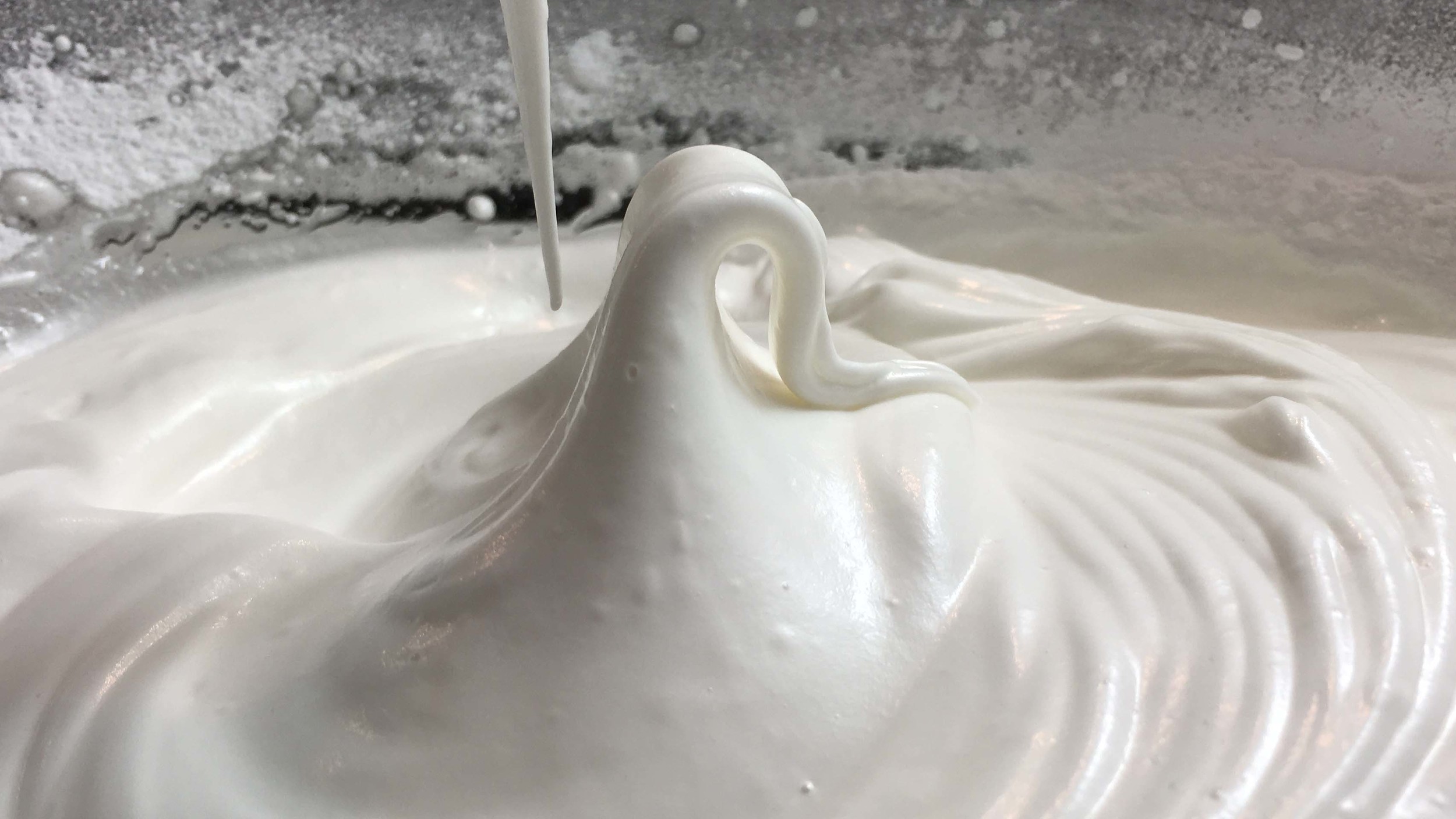 Look! A stalactite and stalagmite of meringue—or, the soft peak meringue stage. 