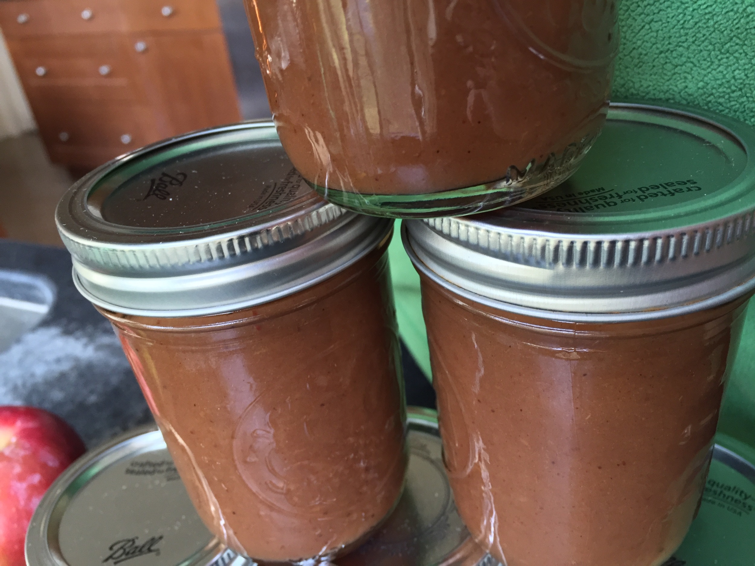 A tower of Slow Cooker Chai Spiced Apple Butter.