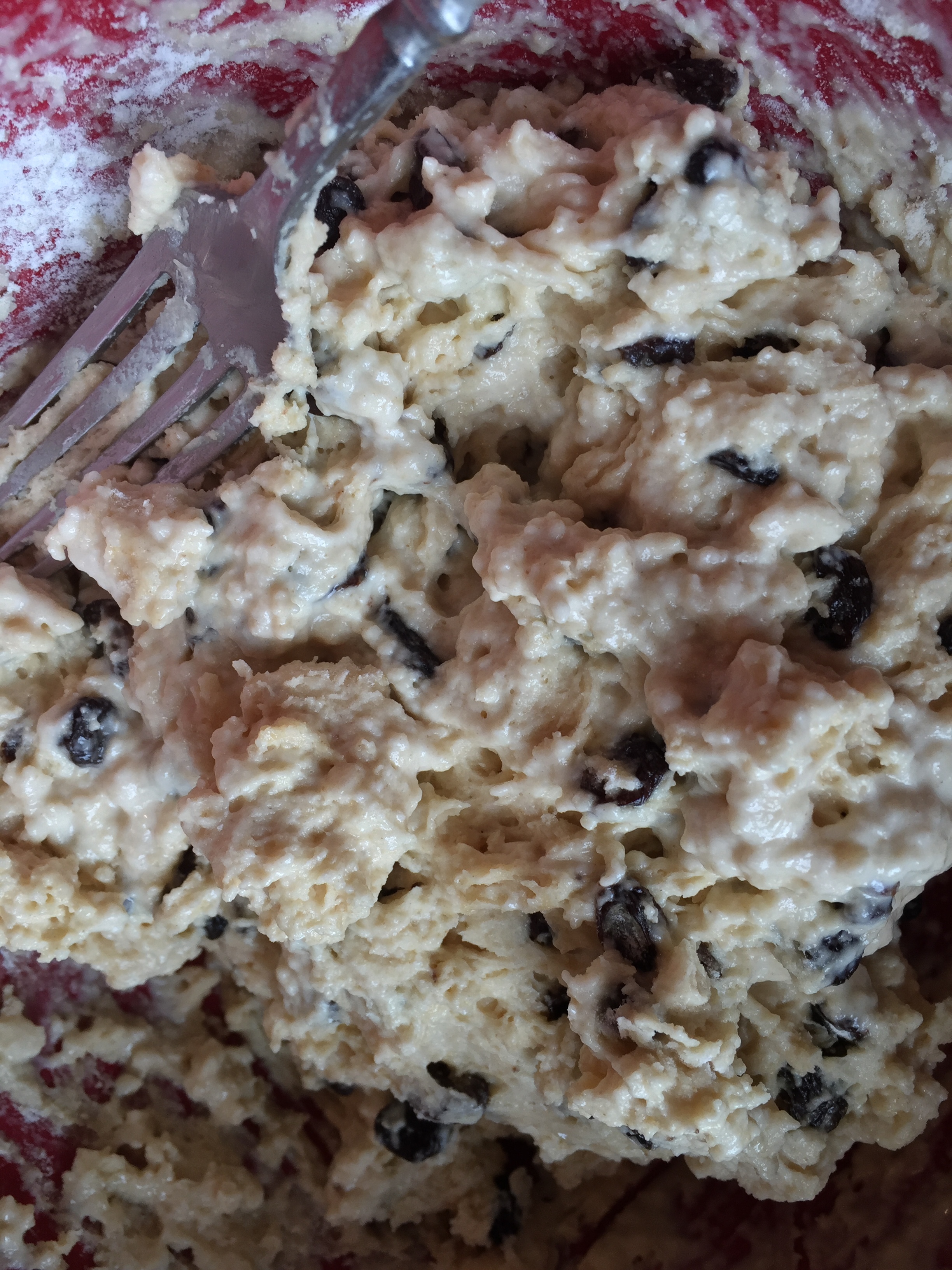 Crazy craggy Irish soda bread muffin batter. Which will then turn into Irish Soda Bread Muffins. 