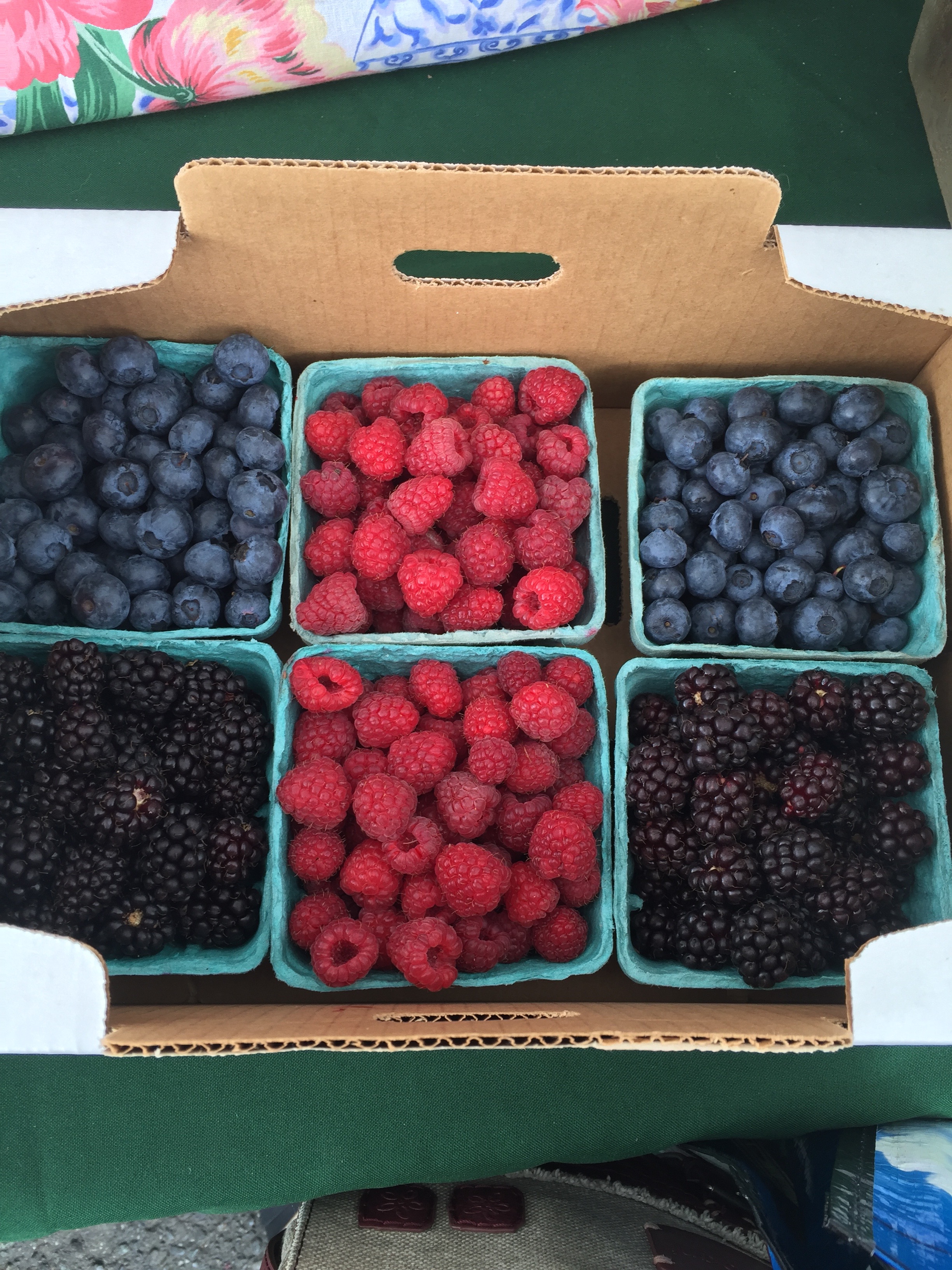 Boysenberries, blueberries, raspberries from Port Townsend, Washington Farmers' Market . 