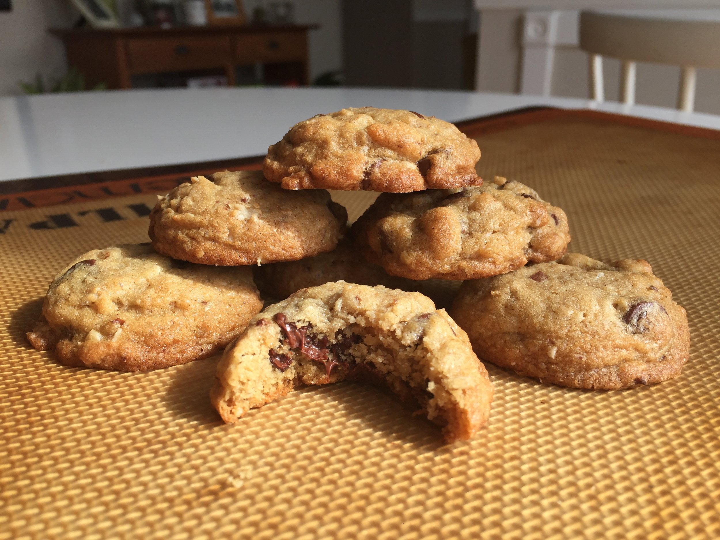 Sorta Healthy Chocolate Chip Cookies. Also sorta gluten free. 