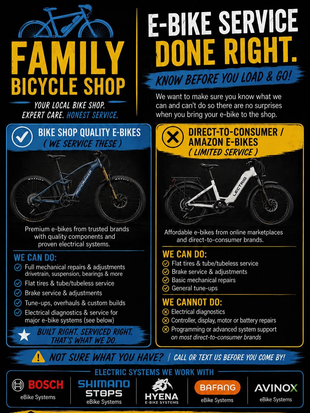 Family Bicycle Shop has got you covered when it comes to all things ⚡️