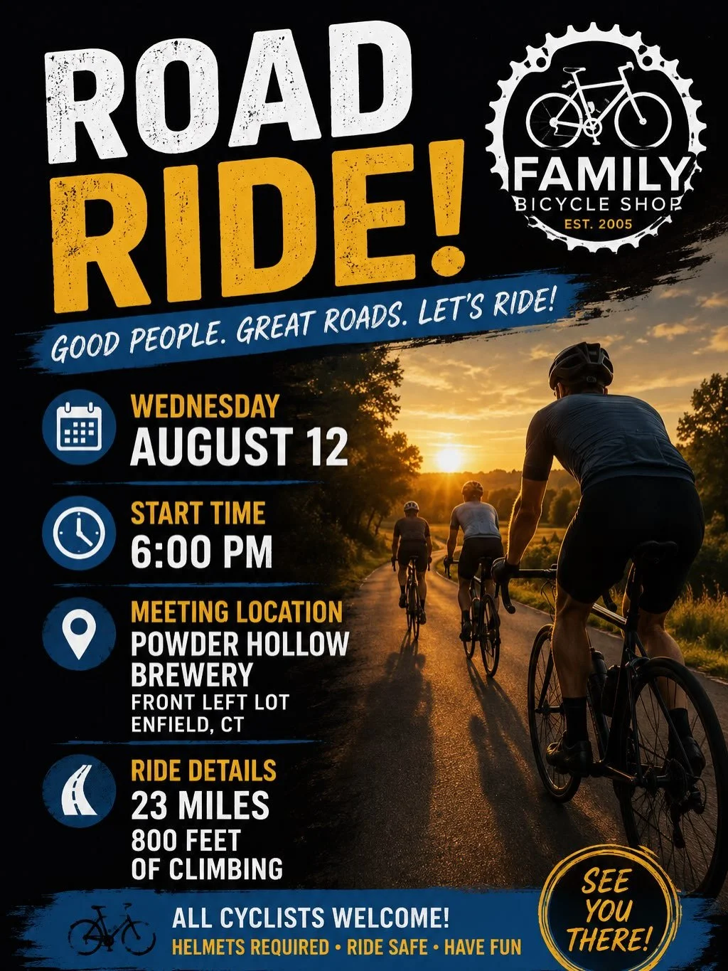 You don&rsquo;t have to ride with us next Wednesday. BUT&hellip;