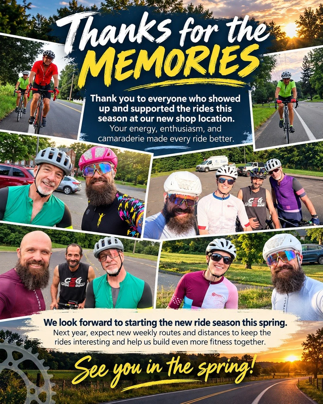 What a season! 🚴&zwj;♂️

A huge thank you to everyone who came out and supported our weekly rides from the new shop location this year. Whether you joined us every week, dropped in when your schedule allowed, pulled at the front, hung on through the
