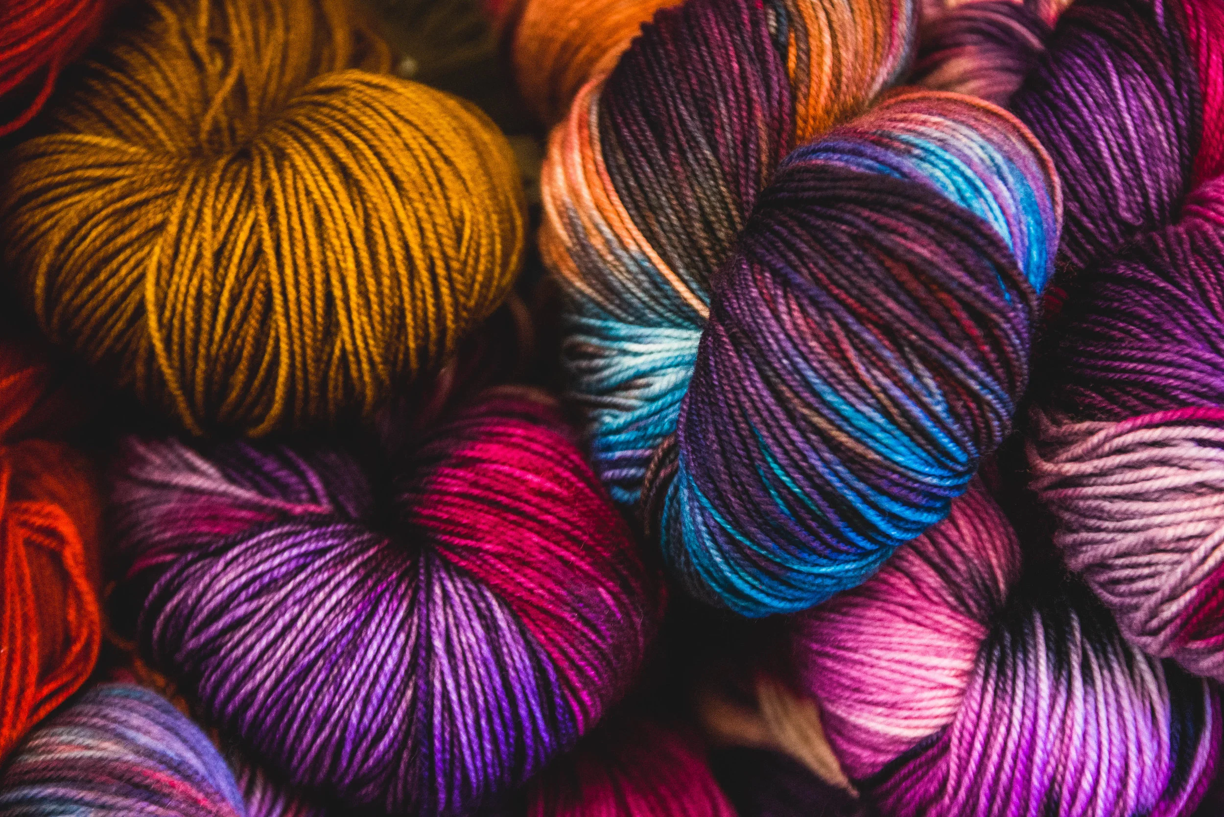 Artfully dyed yarns.
