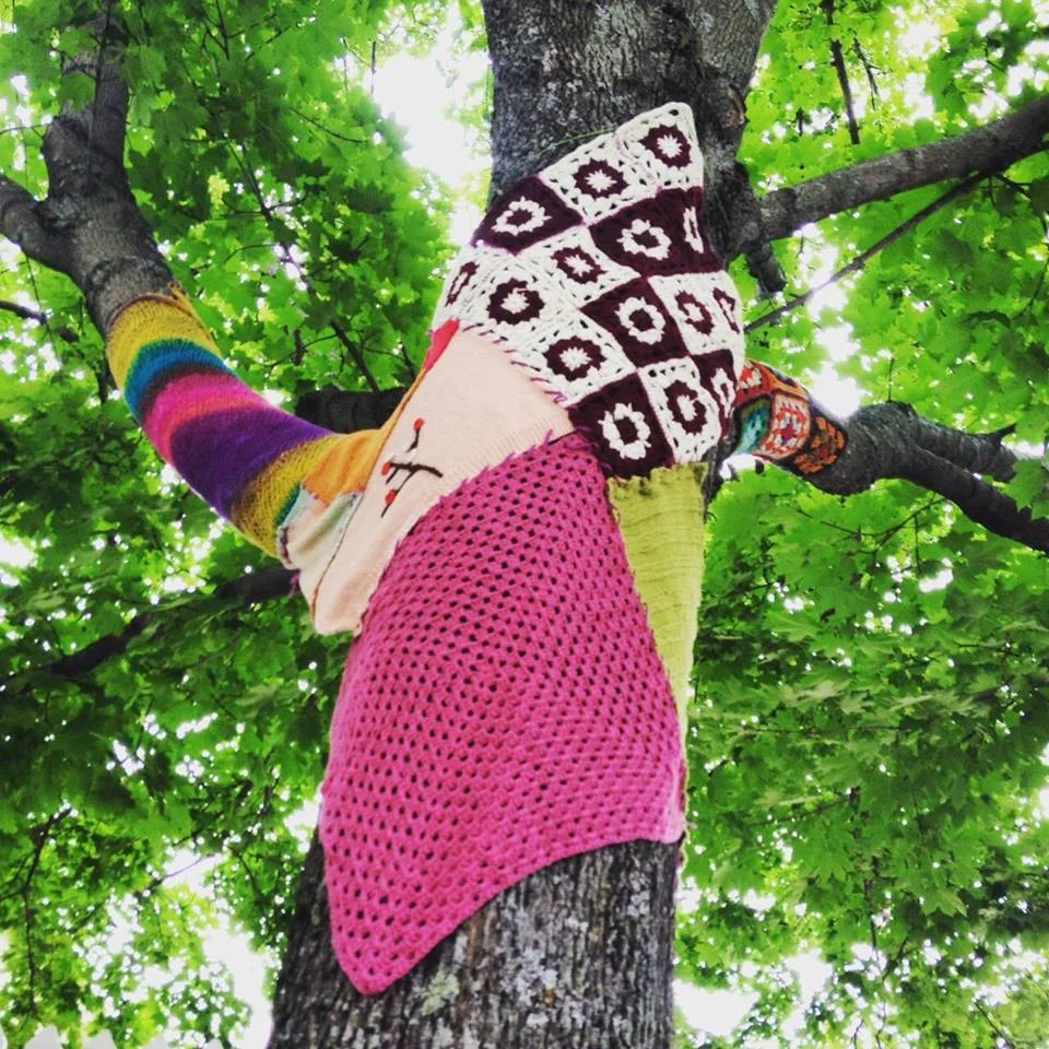 We yarn bomb the town every July!