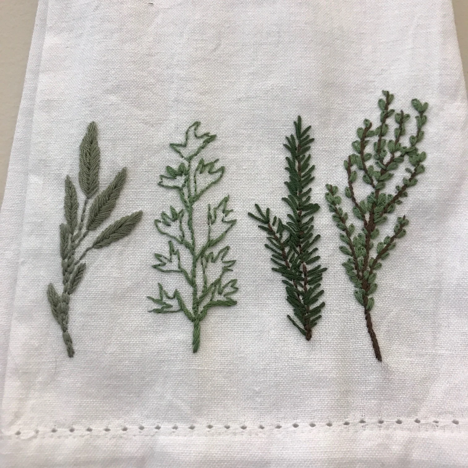 Herb Embroidered Towel