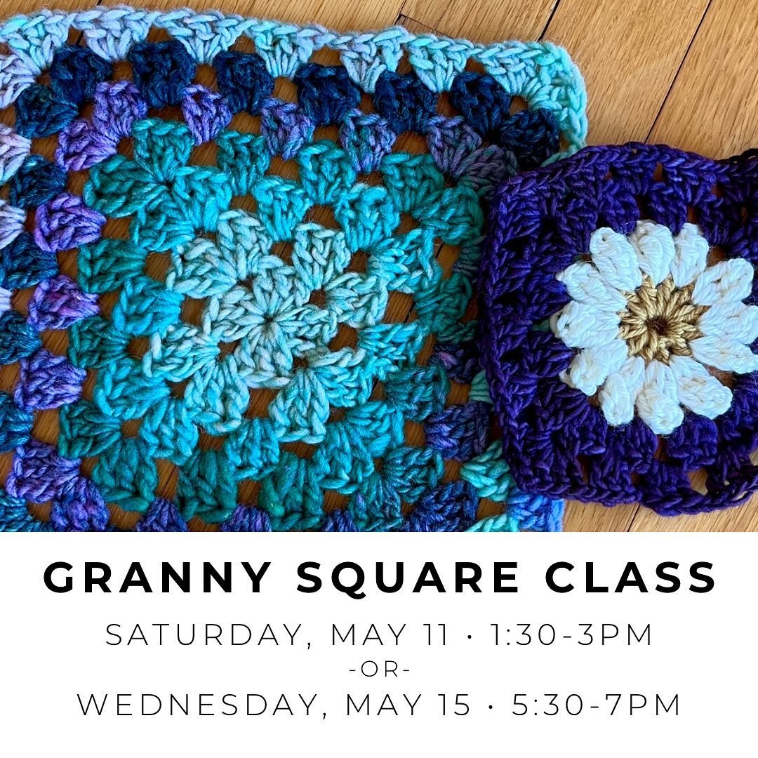 Next up in our Crochet May series&hellip; Granny Squares! 🟦 🟨 🟪 Take your crochet sills in a whole new direction! Play with multiple colors of yarn, and learn how a circle&hellip; makes a square! Granny squares are the basis of  many crochet patte